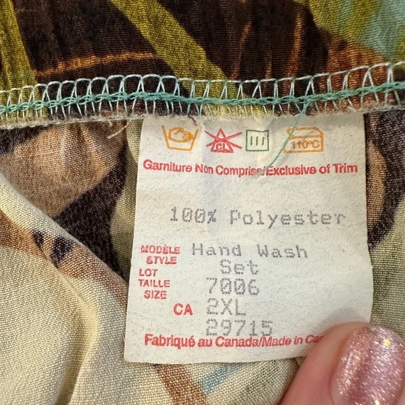 Vintage jungle print midi skirt  leaf pattern jungle slit 2XL - Picture 4 of 5